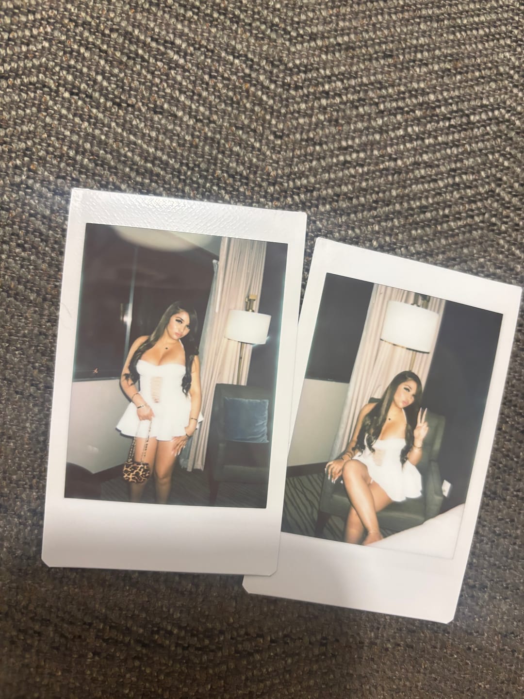 Customer photo review of Allison Faux Leather Corset Flare Mini Dress