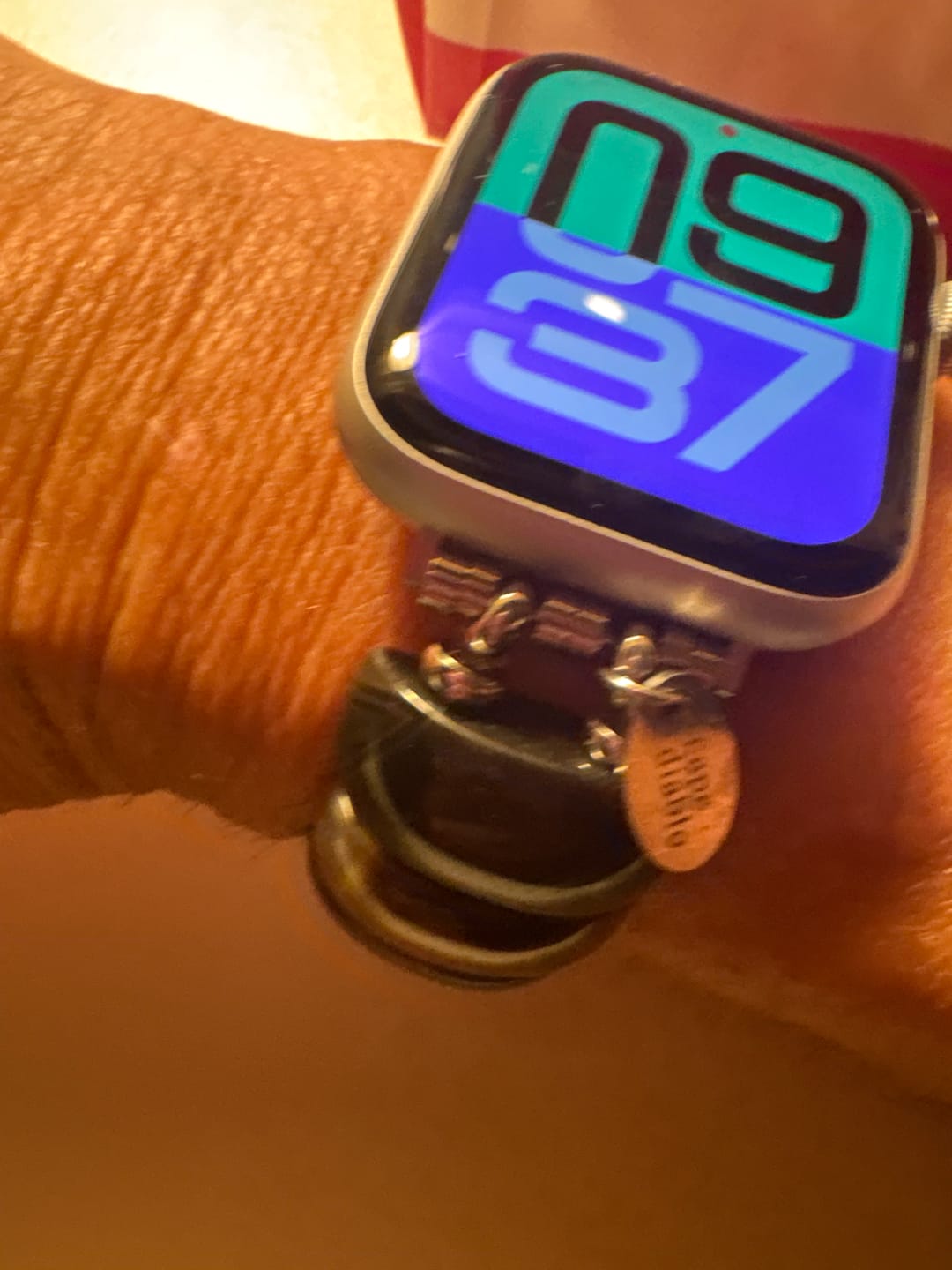Customer photo review of Bohemian Onyx Elegance Stretch Apple Watch Strap