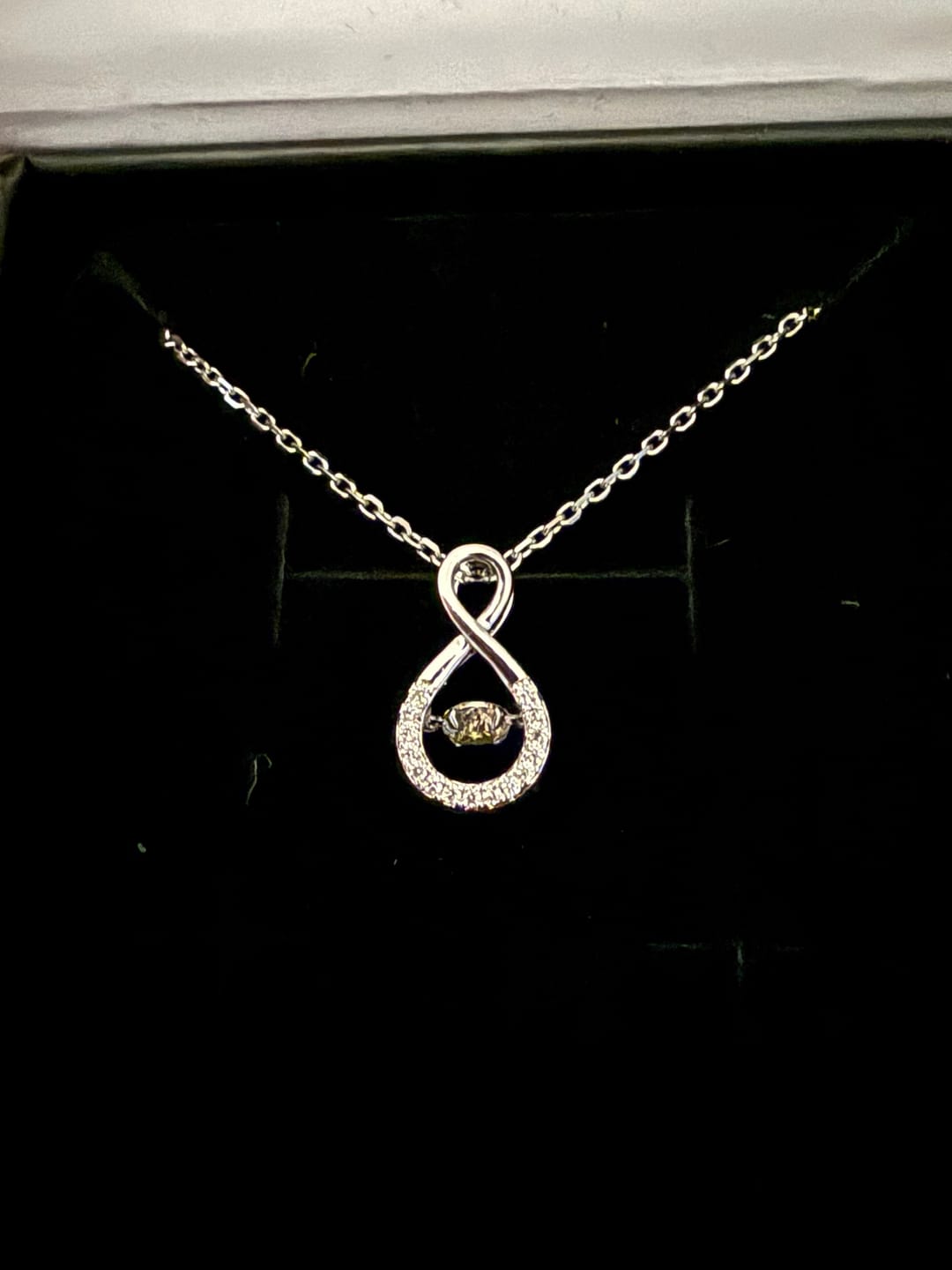 Customer photo review of Martha 18k White Gold Plated Infinity Dancing Pendant Necklace with Swarovski Crystals