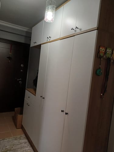 Customer photo review of Rani EA142 Portmanto Çekmeceli Aynalı Askılı Ayakkabılık Vestiyer Sepet Ceviz - Beyaz