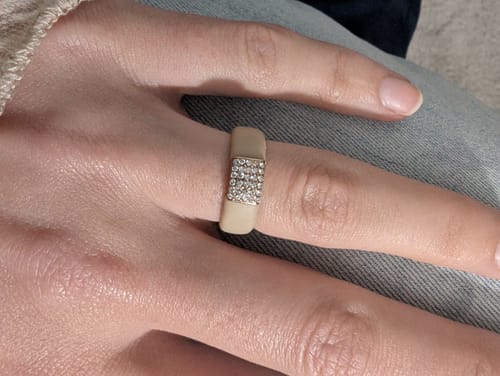 Customer photo review of New! Silicone Ring with Metal and Stones