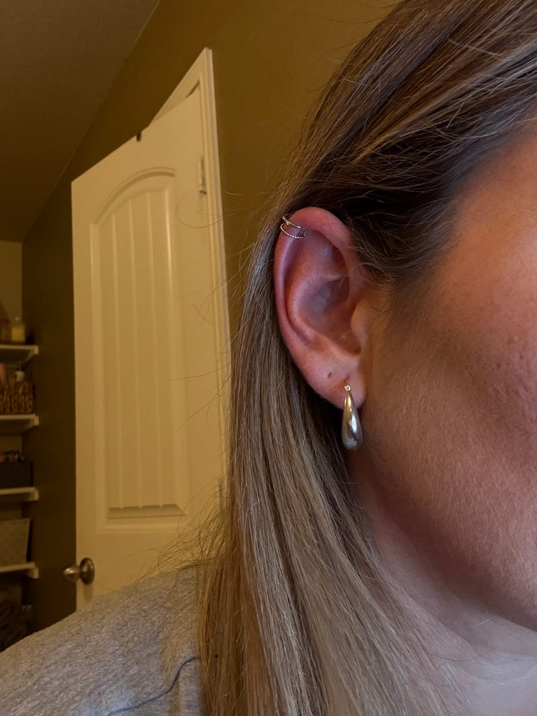 Customer photo review of Sasha 18k White Gold Plated 10mm Hoop Ear Cuff with Swarovski Crystals