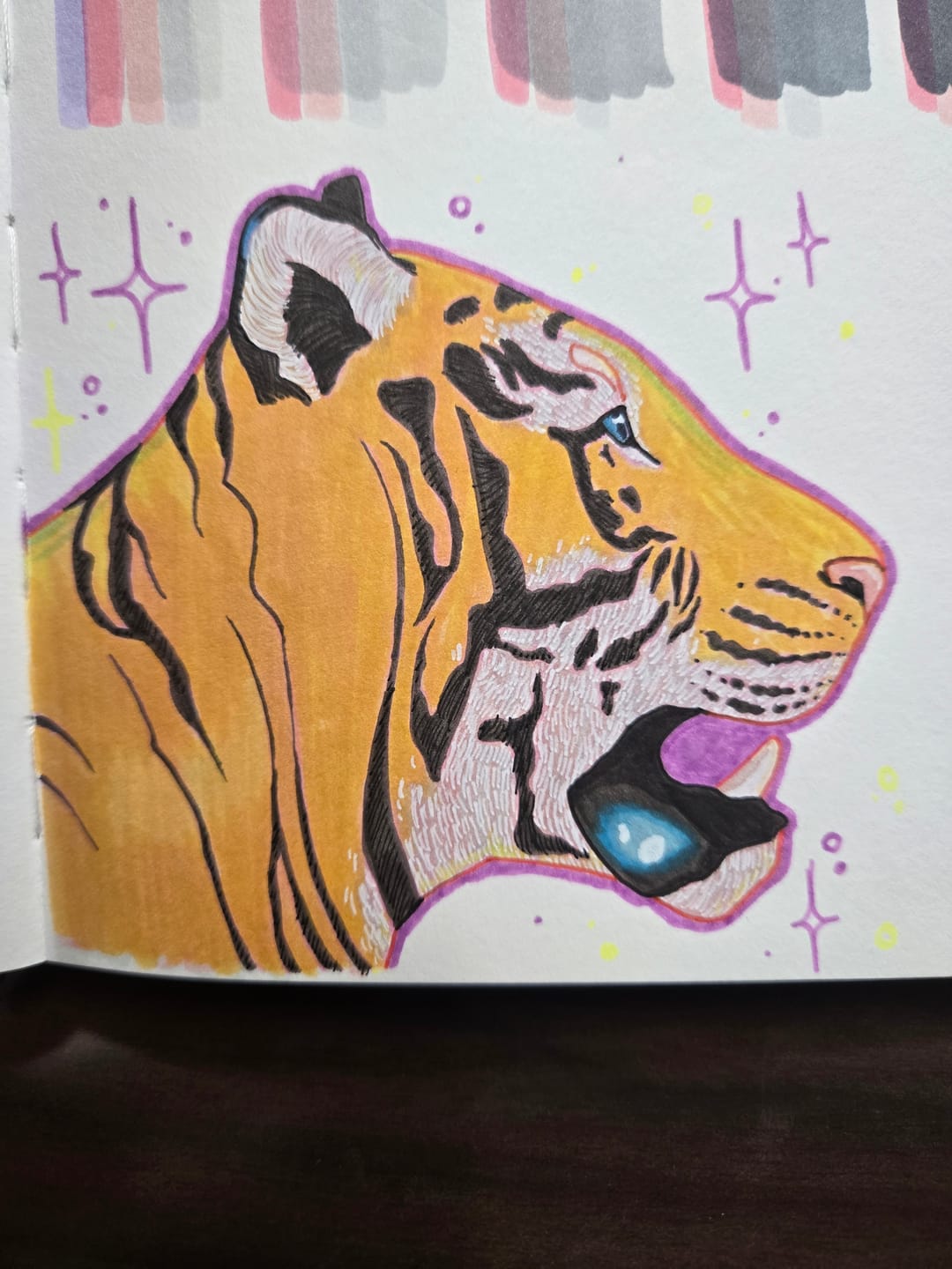 Customer photo review of Ohuhu Pupe Paper-friendly (No Peeling) Brush and Fineliner Dual Tips 60 Colors Water-based Coloring Markers