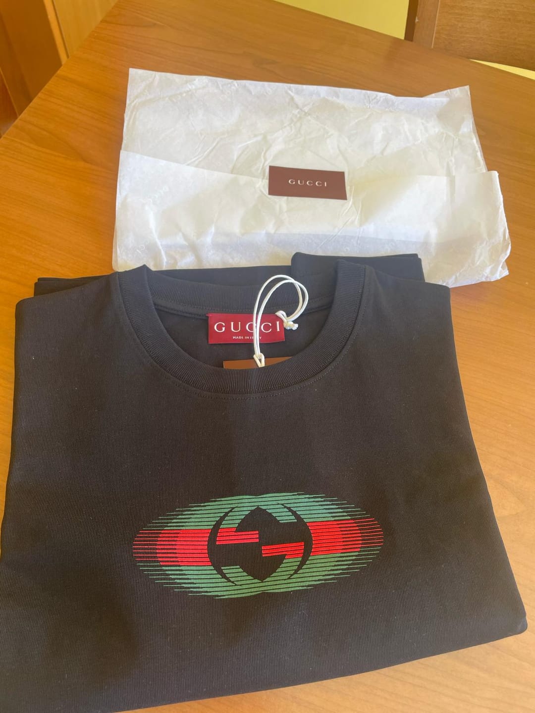 Customer photo review of T-shirt GUCCI stampa web GG nera