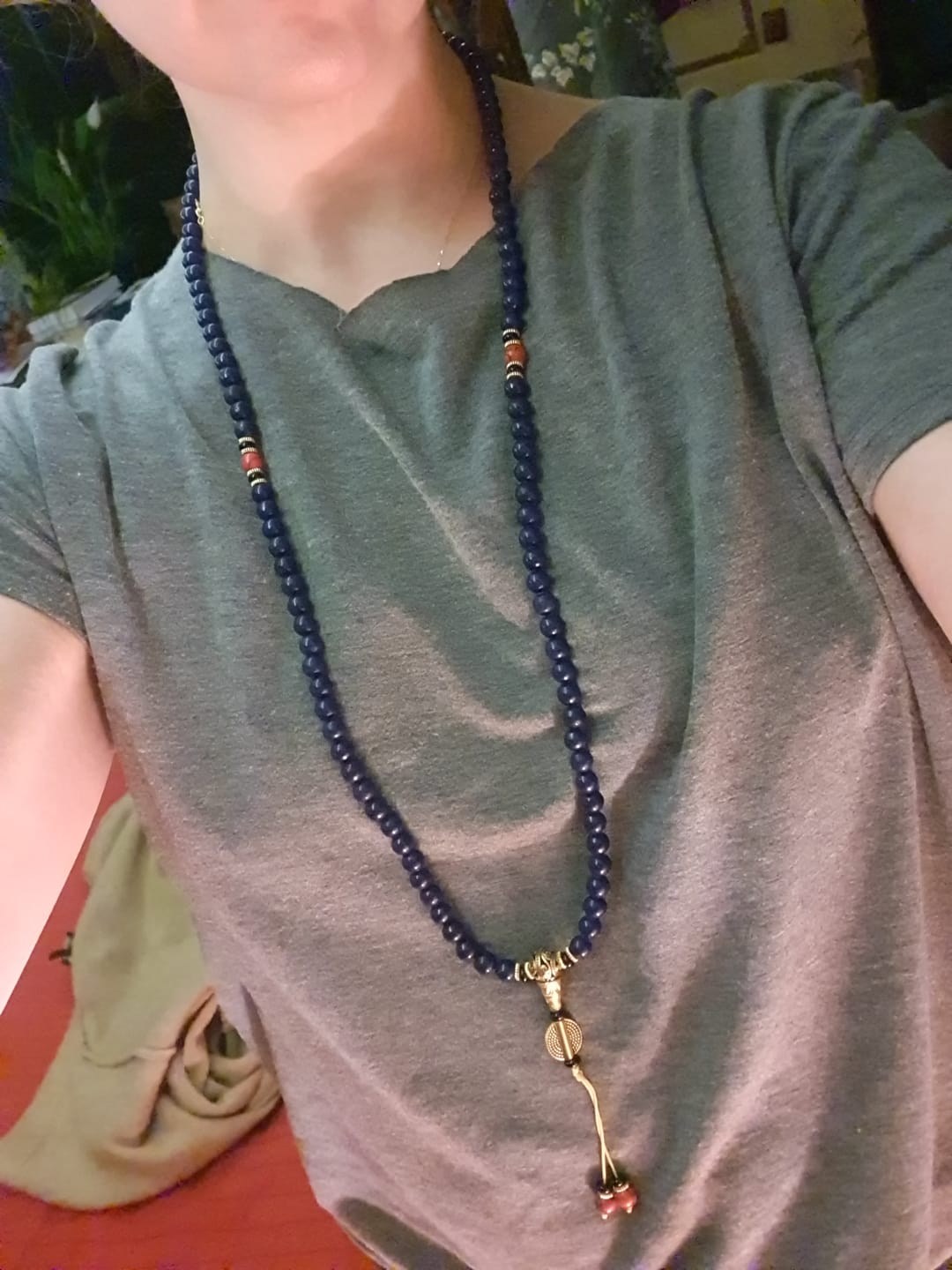 Customer photo review of Buddha Stones Tibetan Mala Lapis Lazuli Positive Bracelet