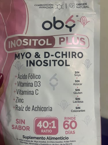 Customer photo review of Pack de 6 Pouch: Oby Inositol Plus Myo y D-Chiro Inositol Ratio 40:1 + Acido Folico, Prebioticos, Vitaminas y Zinc | Polvo Sin Sabor