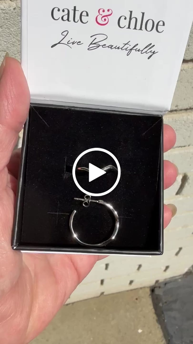 Customer video review of Serena 18k White Gold Plated 22mm Wavy Hoop Earrings