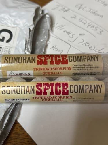 Customer photo review of Trinidad Scorpion Spicy Candy Gumballs - 6 Count