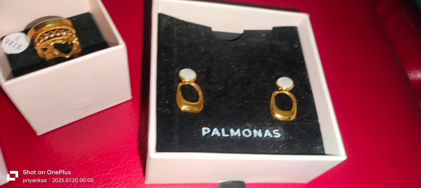 Customer photo review of Classic White Stone Gold Drop Earrings