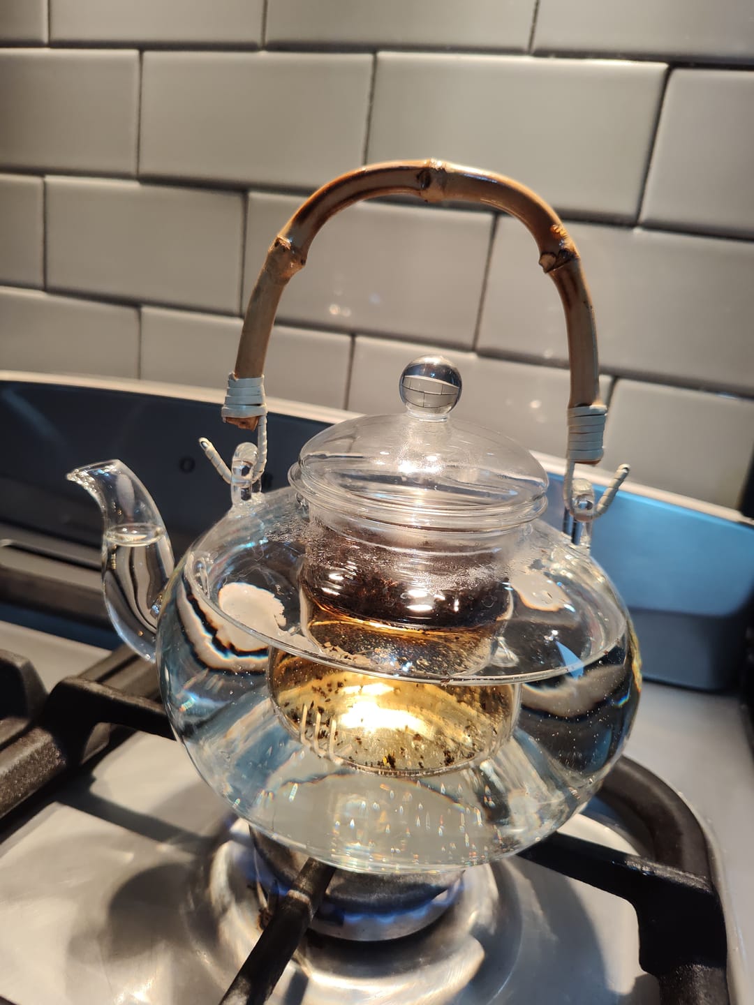 Customer photo review of Tetera Brighton Sakura De Vidrio Borosilicato Premium Con Asa De Bambú 1 Litro
