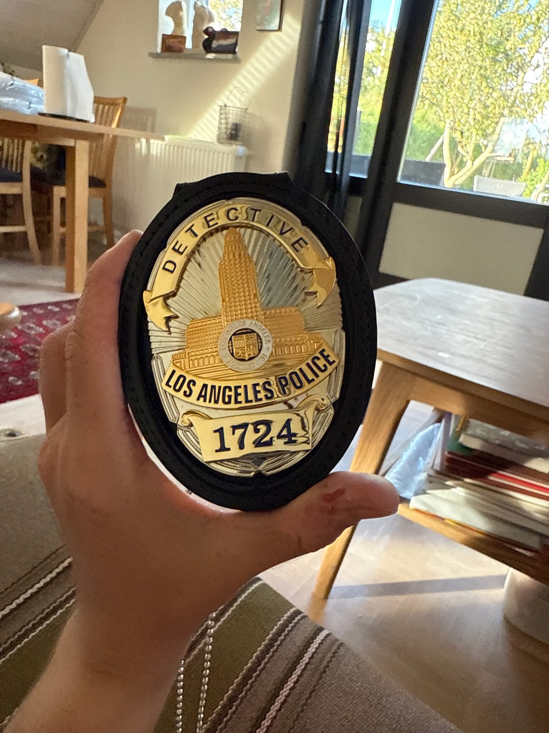 Customer photo review of LAPD Detective #1724 Los Angeles Police Badge Solid Copper Replica Movie Props