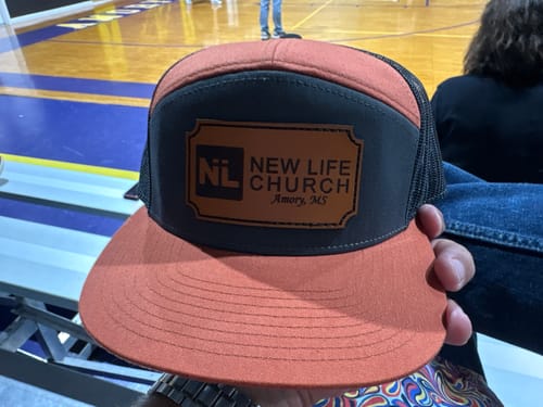 Customer photo review of Premium Custom Leather Patch Hats (Wholesale)