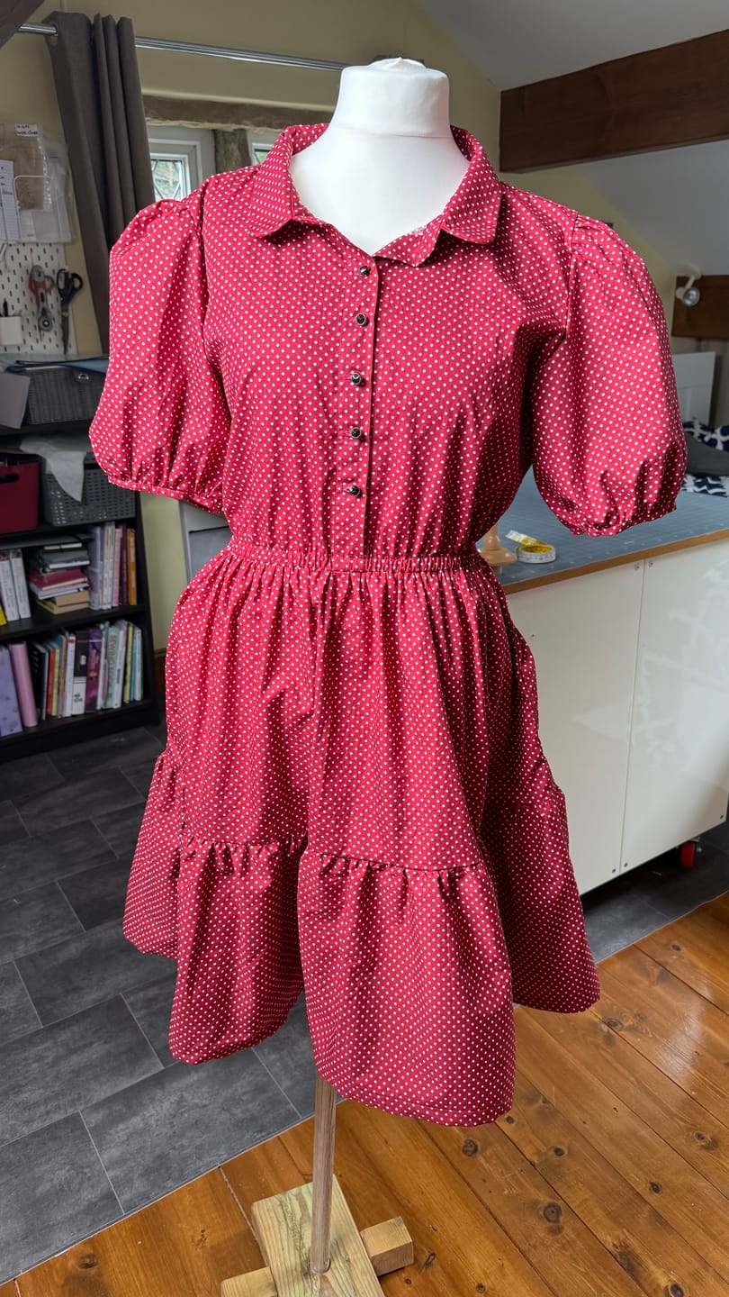 Customer photo review of Polka Dot Rose & Hubble Cotton Poplin Fabric