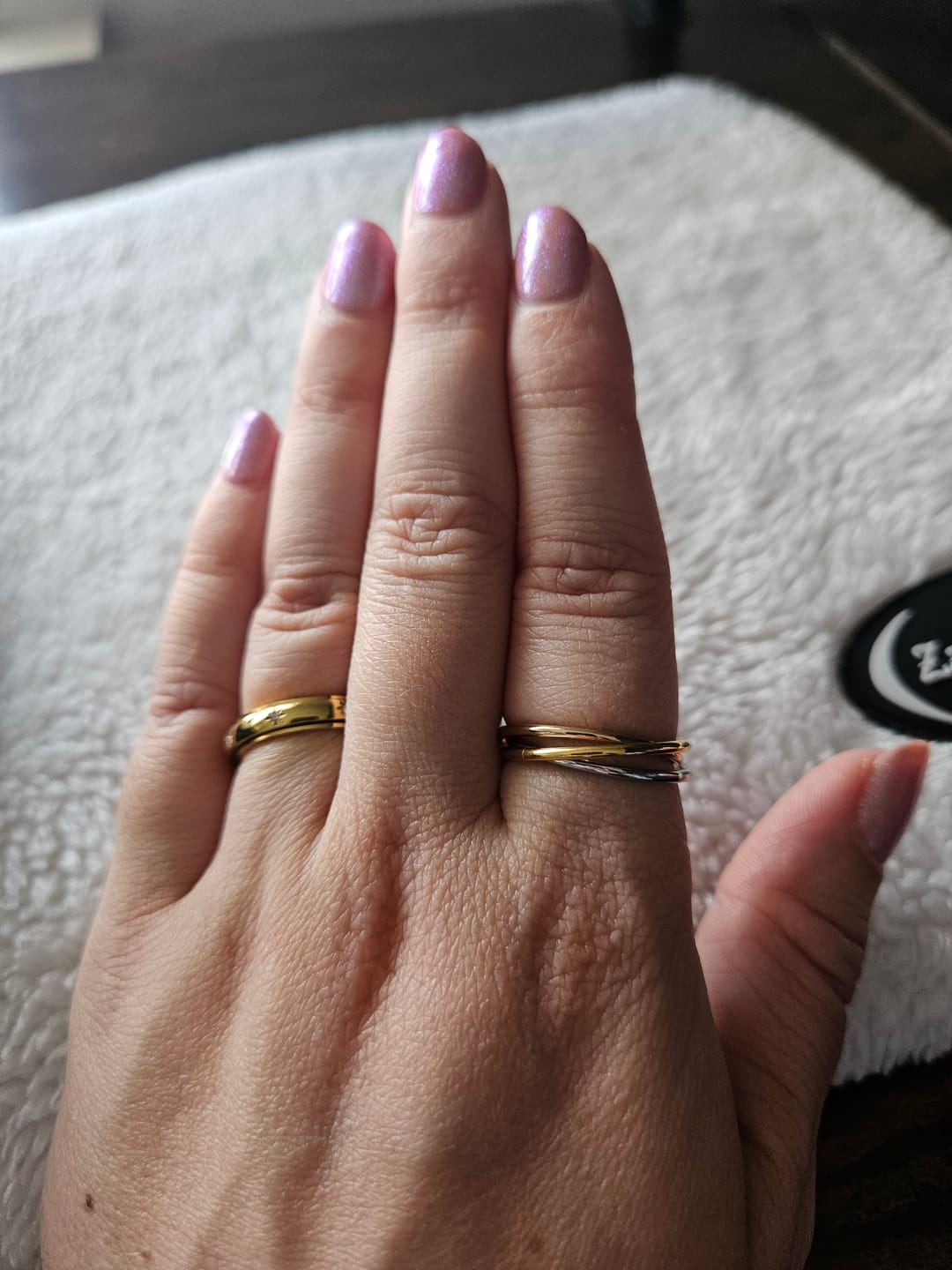 Customer photo review of trio gliding fidget ring