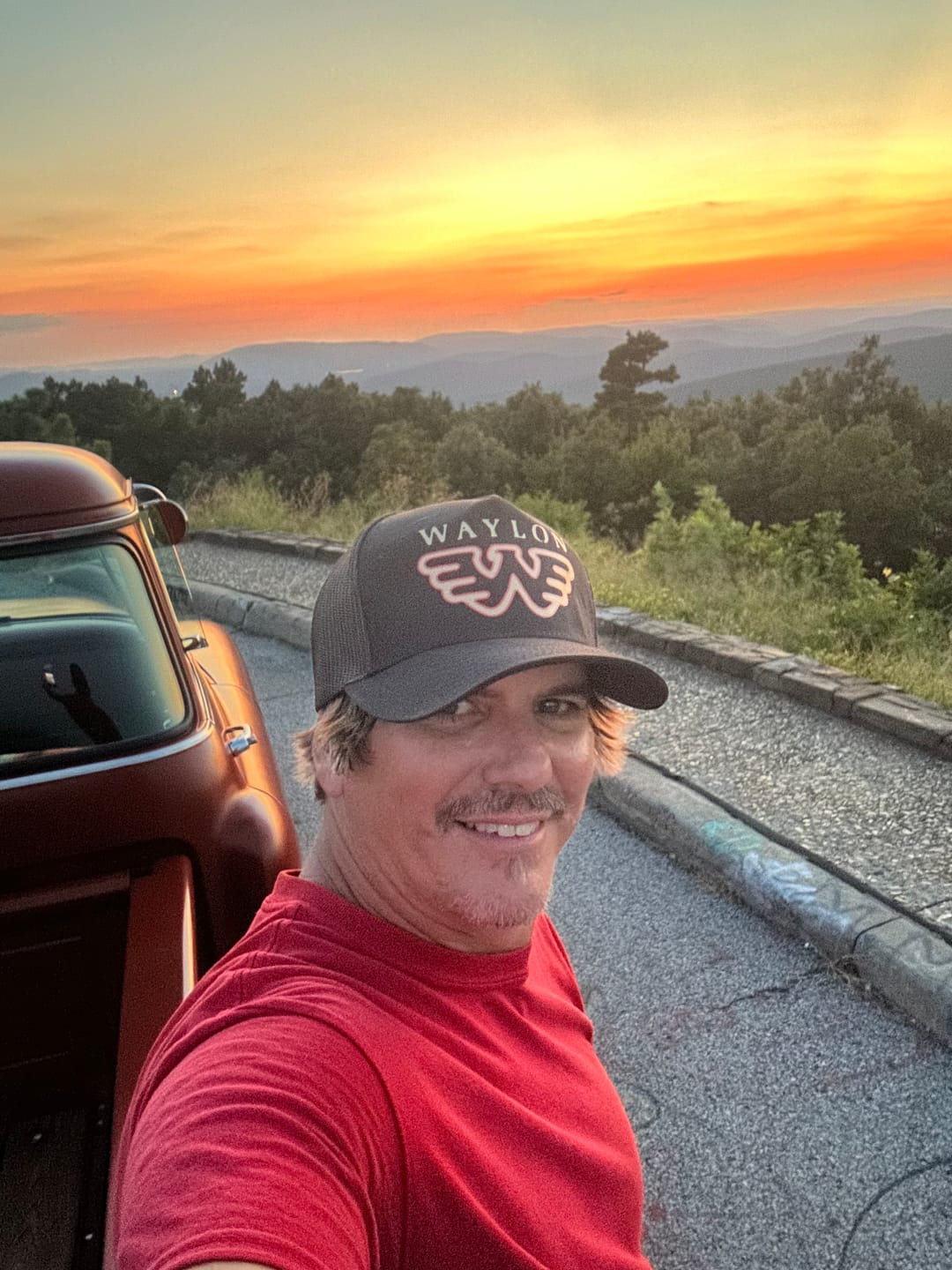 Customer photo review of Waylon Jennings Distressed Flying W Trucker Hat - Black