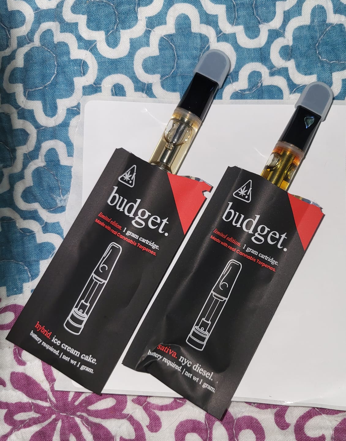 Customer photo review of 3pc Flavor Pack of 1 Gram Delta-8 THC Full Spectrum Vape Cartridge