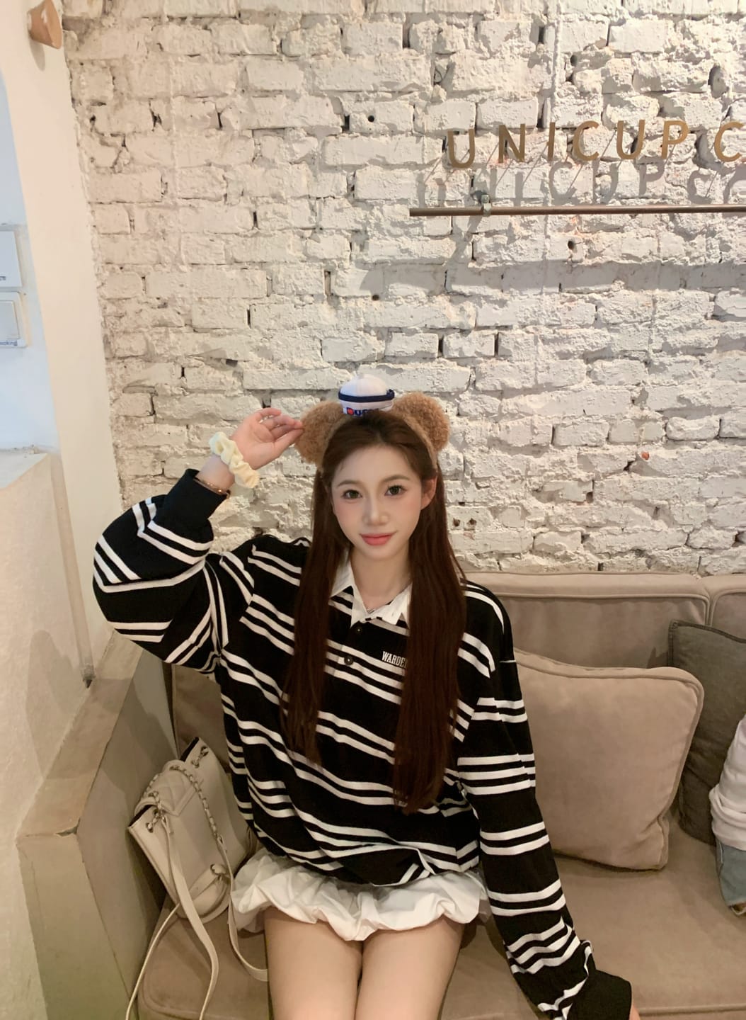 Customer photo review of WARDEN EDGE Black Striped Polo Knit T-Shirt