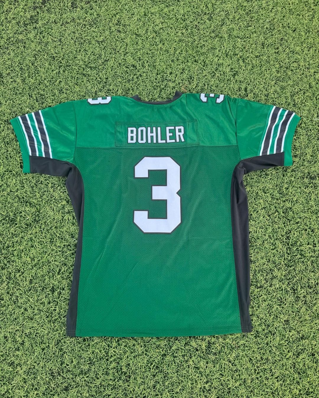 Customer photo review of Custom Black Neon Green Personalized Shoulder Cut Two-Tone Flag Football Jersey