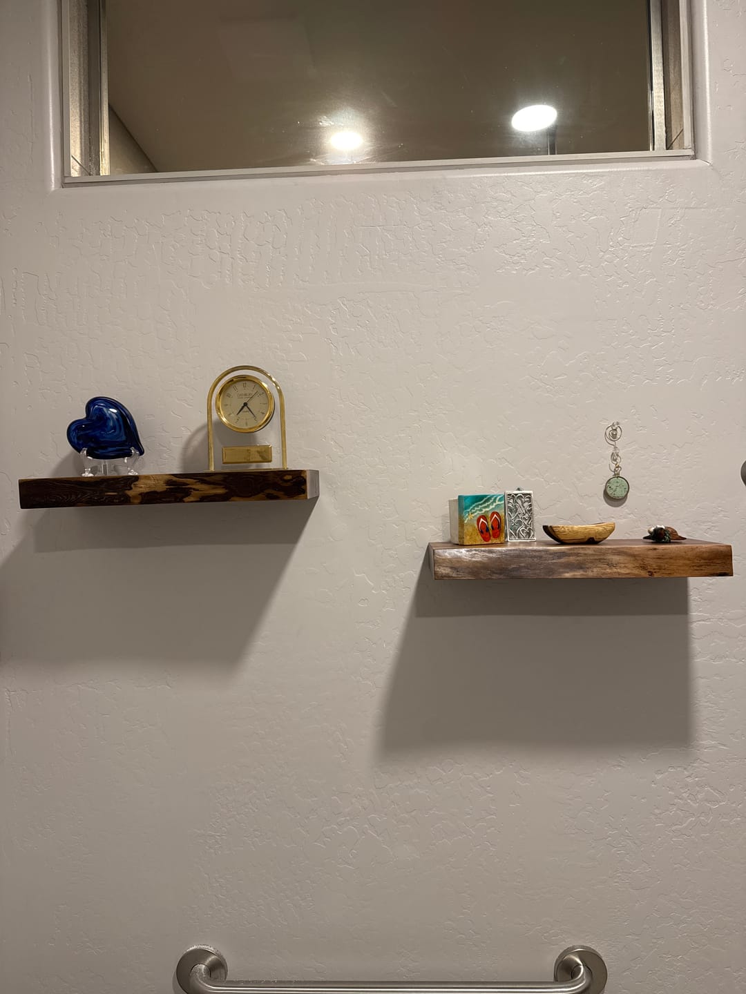 Customer photo review of Live Edge Walnut Floating Shelves