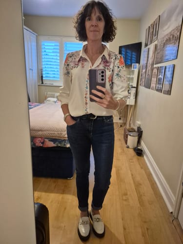 Customer photo review of Jasmin White Floral Print Shirt
