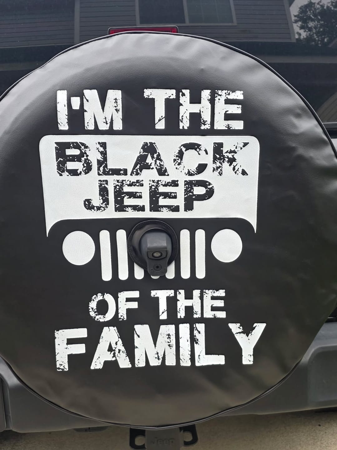 Customer photo review of I'm the Black Jeep of the Family - Jeep Spare Tire Cover Design - Made in USA