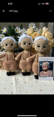 Customer photo review of Dolly® Personalized Crochet Doll with Photo Card