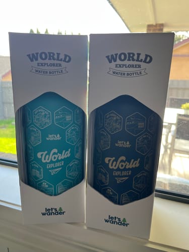 Customer photo review of Let's Wander™ World Explorer Water Bottle + Stickers