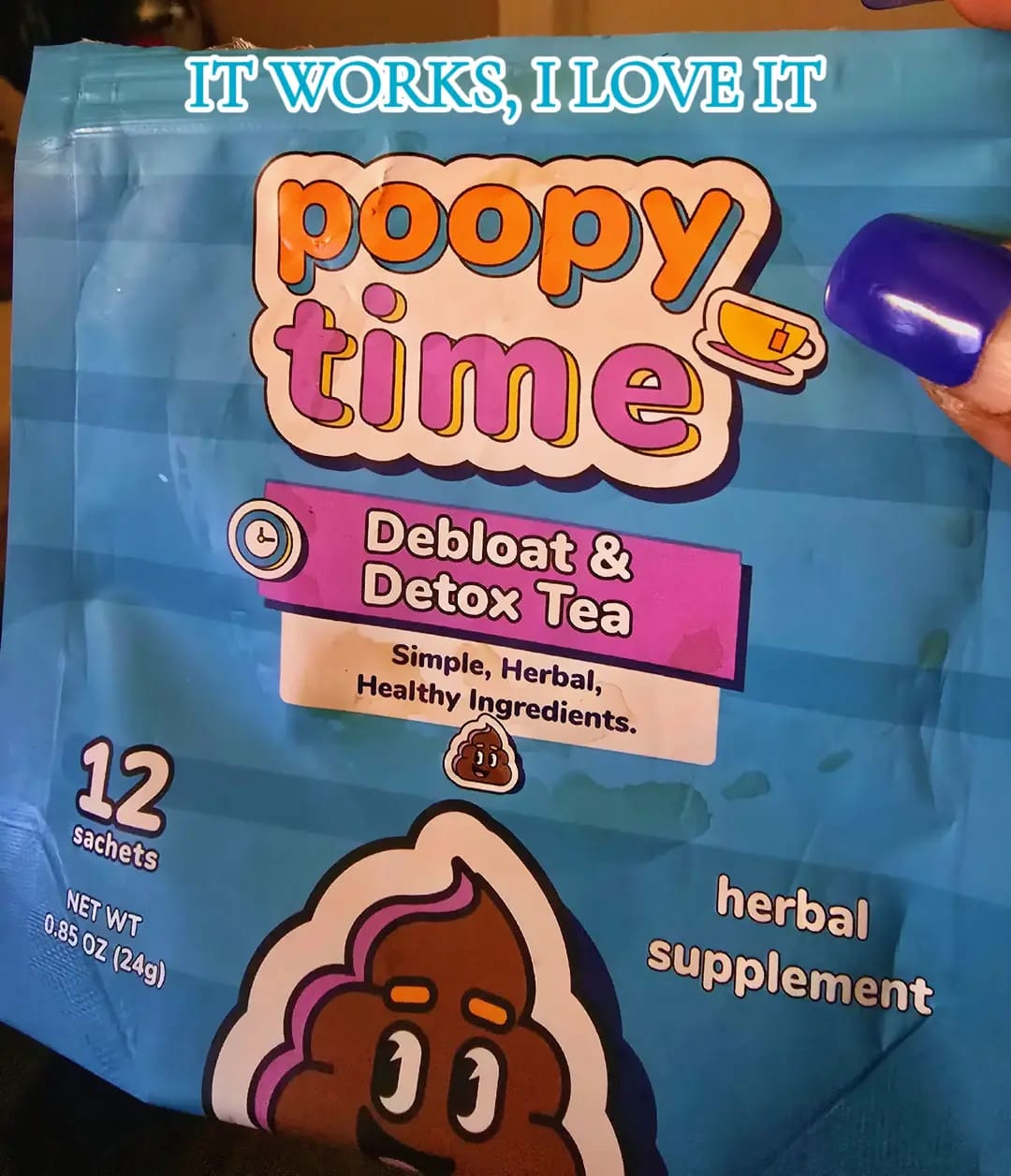 Customer photo review of Poopy Time Debloat & Detox Tea