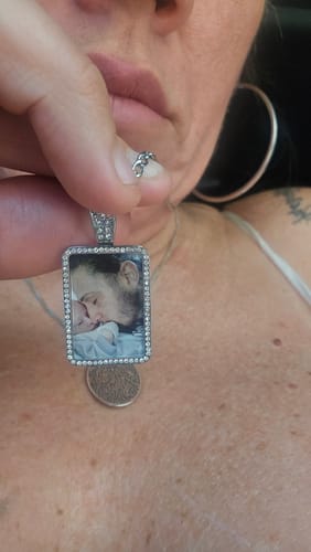 Customer photo review of Iced Photo Pendant w/ Cuban Chain