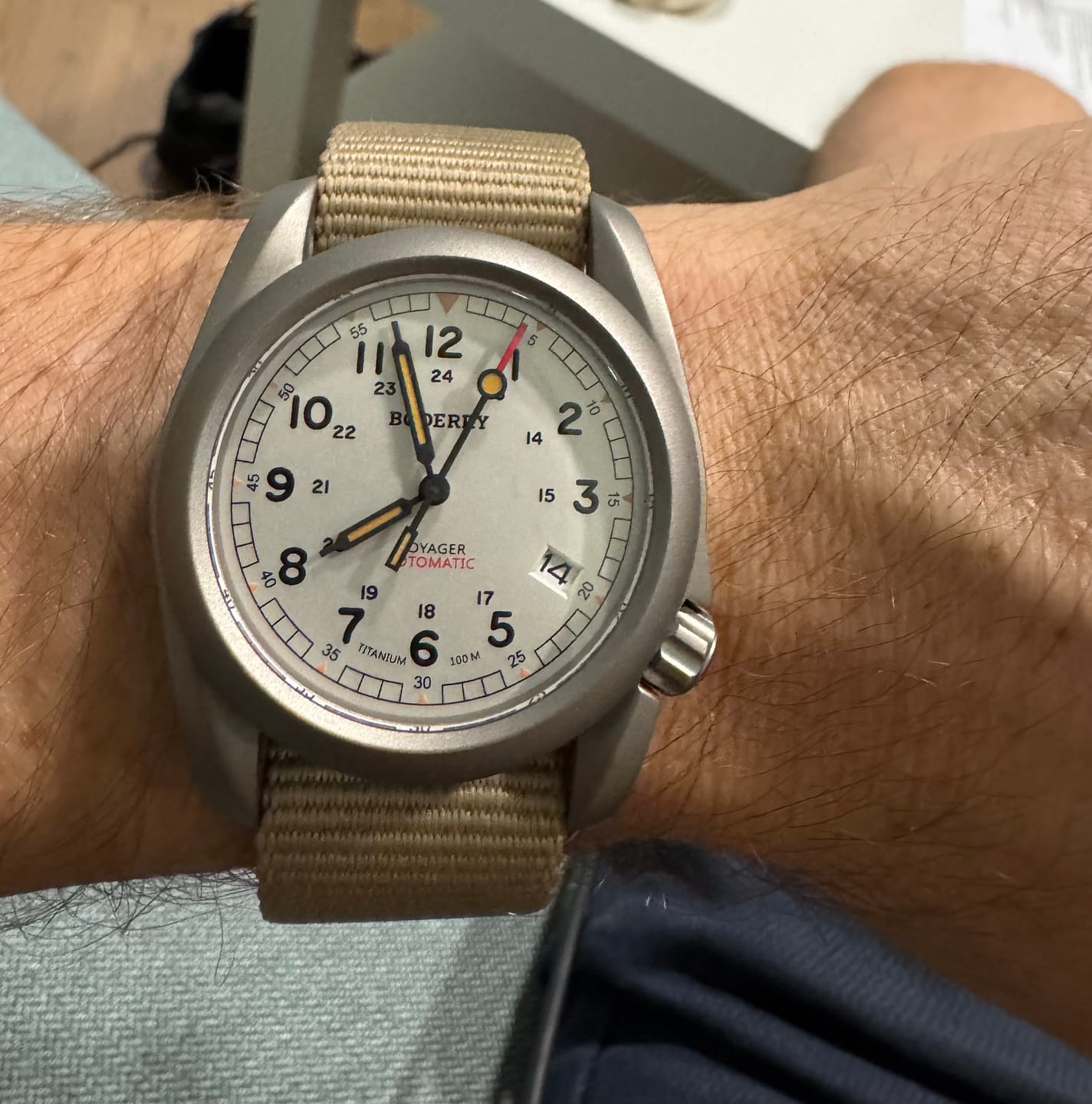 Customer photo review of VOYAGER - 100M Waterproof Titanium Automatic Field Watch | White-bracelet