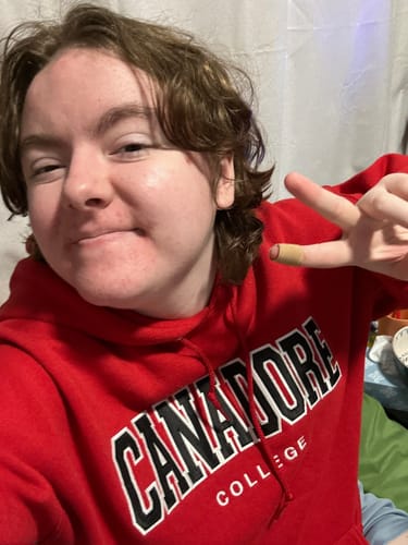 Customer photo review of Canadore College Sweatshirt Mens XL Red Hoodie