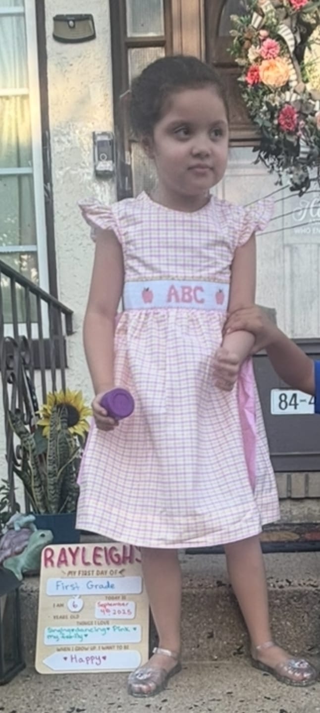 Customer photo review of ABC Apple Smocked Pink Gingham Beverly Dress