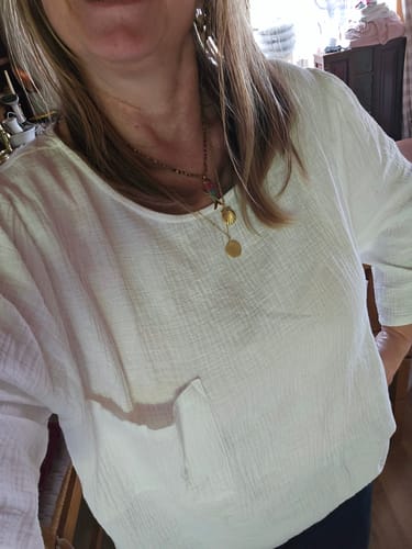 Customer photo review of Blouse Toscane -  jacquard coton/lin blanc cassé
