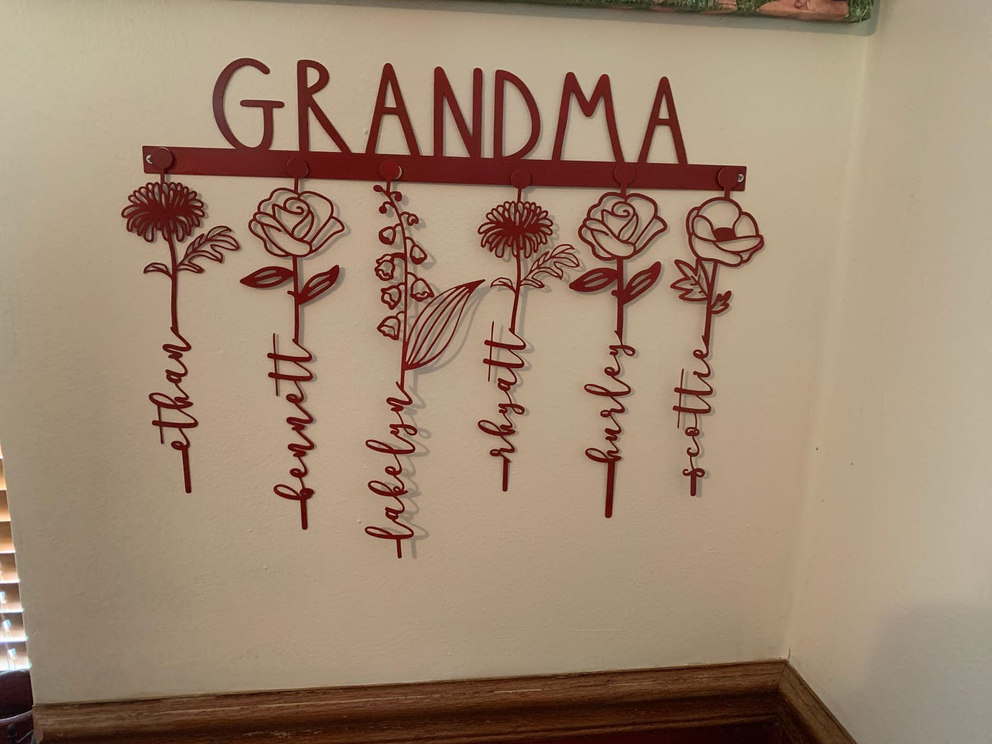 Customer photo review of Birth Month Flowers - 3 pack - Family Name Sign Mother's Day Gift