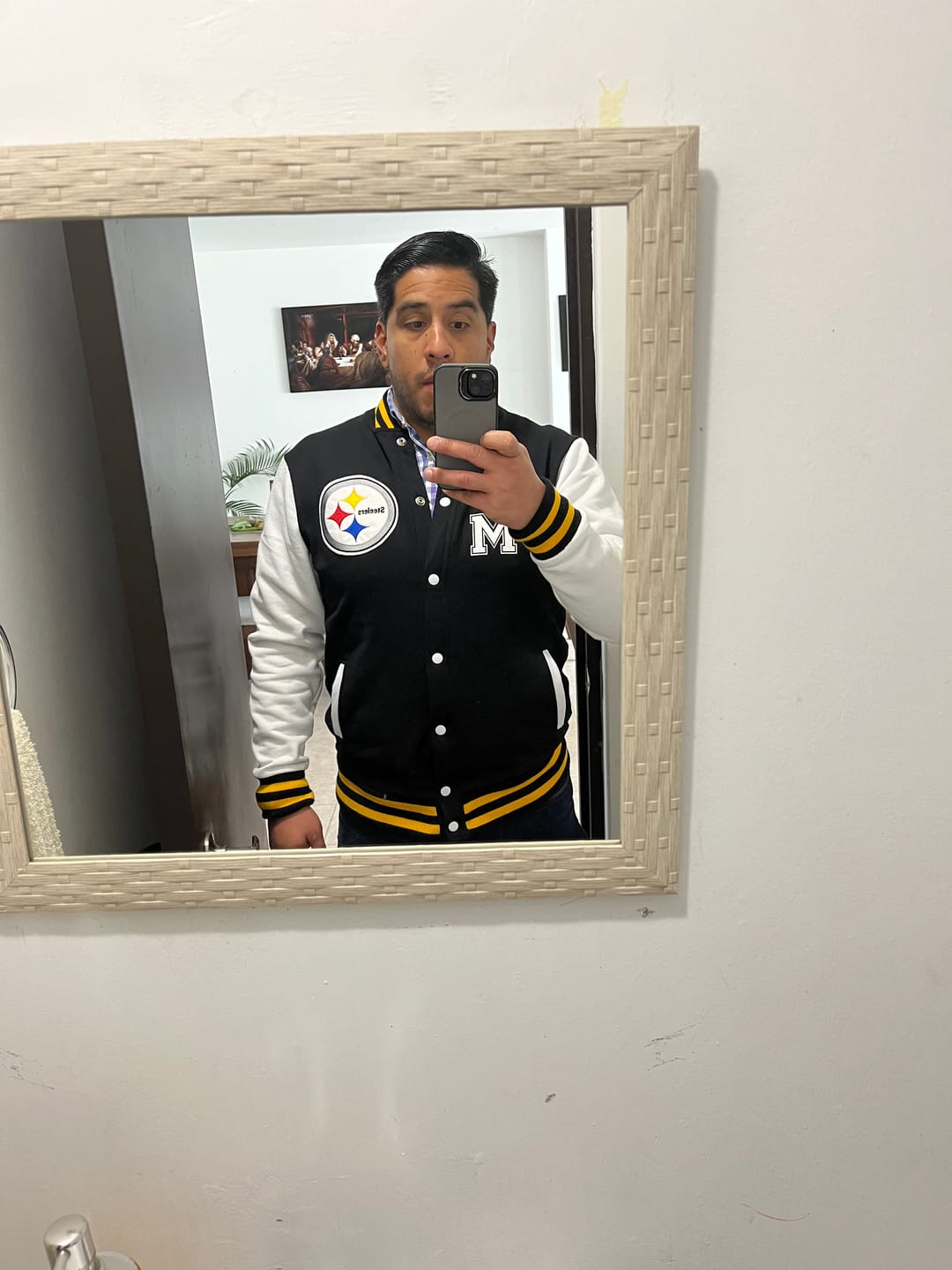 Customer photo review of Chamarra Universitaria NFL Steelers AFC