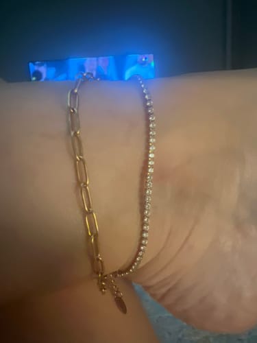 Customer photo review of Cordelia Gold Tennis Anklet