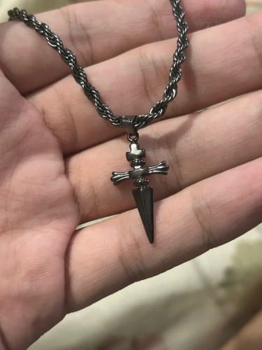Customer photo review of Judgement Chain Inspired Necklace – Premium Stainless Steel Pendant