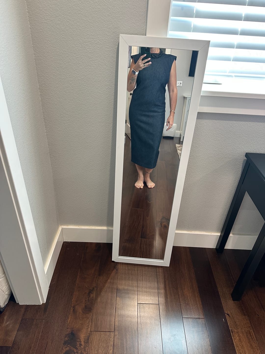 Customer photo review of Denim Cutout Midi Dress