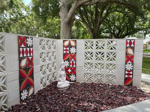 Tapa Flame Montage 8 Square Cement Tiles by Shag