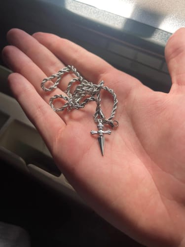 Customer photo review of Judgement Chain Inspired Necklace – Premium Stainless Steel Pendant