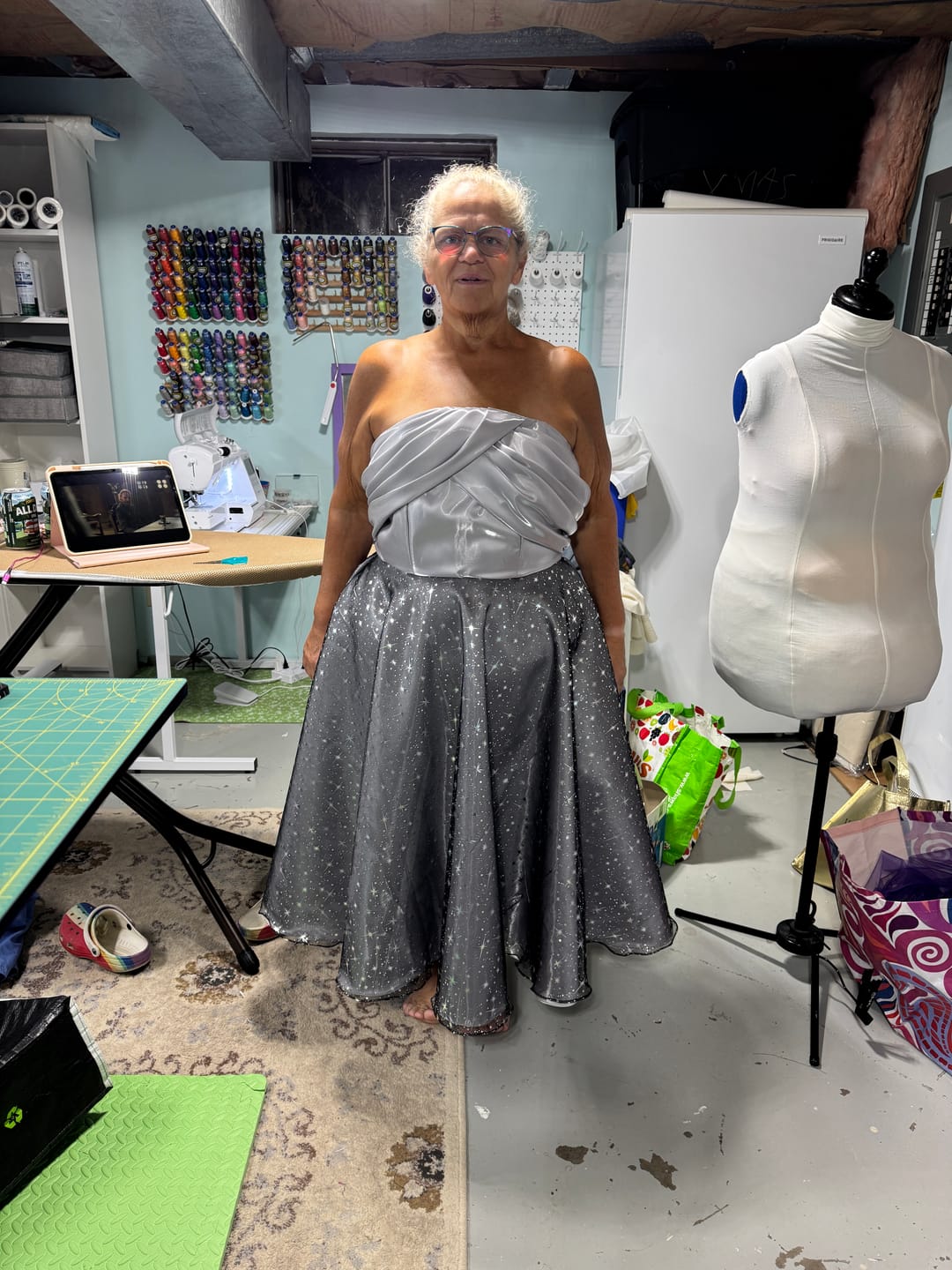 Customer photo review of Silver Liquid Bridal Satin