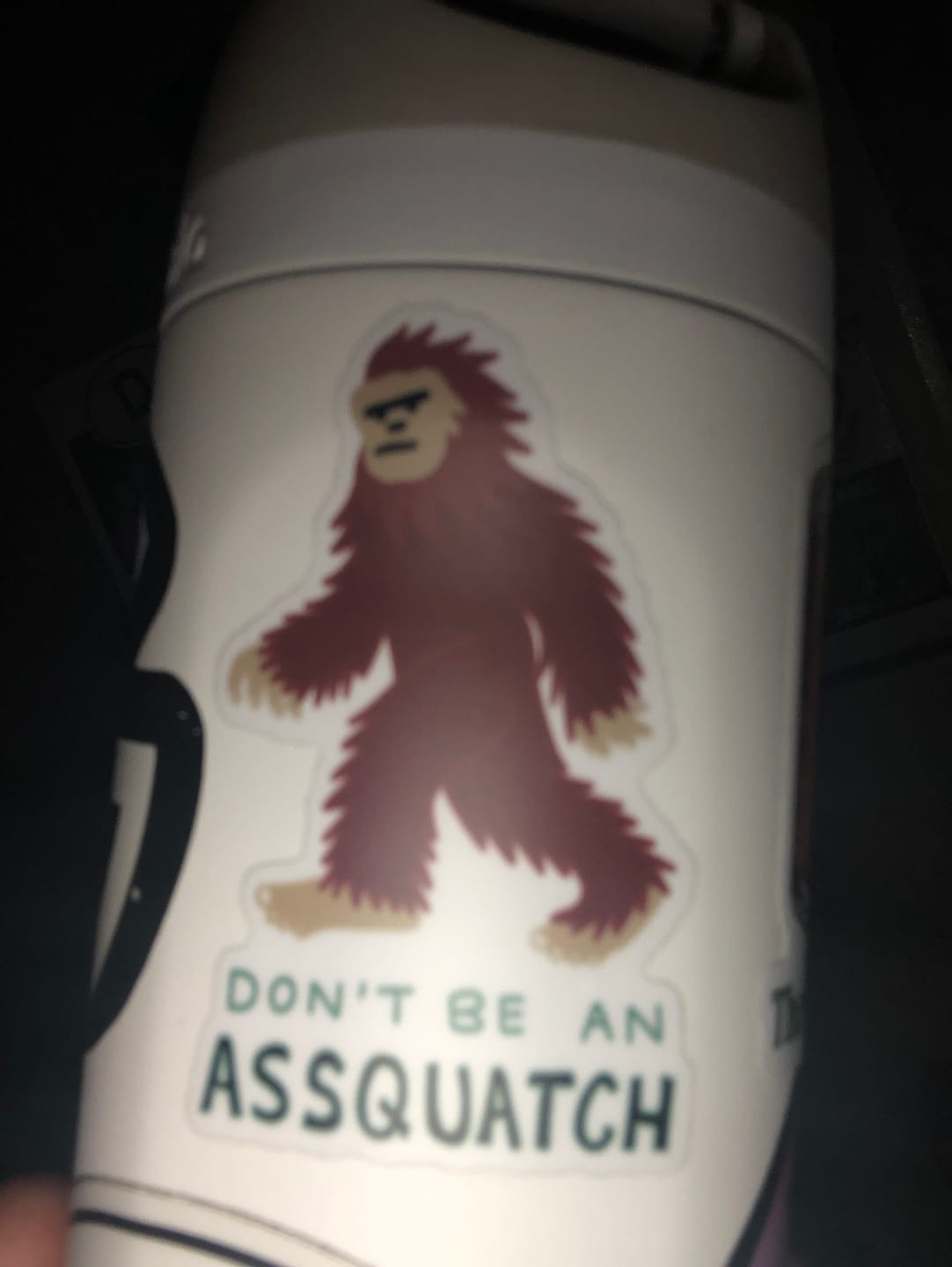 Customer photo review of "Don't Be An Assquatch" Big Foot Sticker