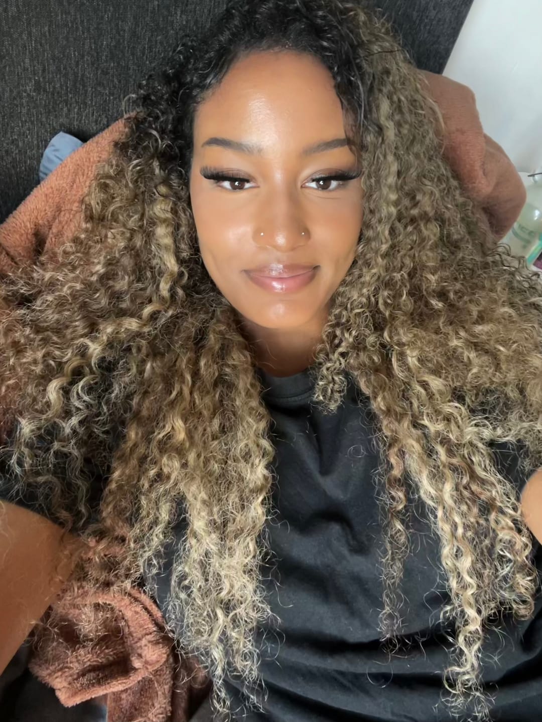 Customer photo review of Kinky Curly clip-ins