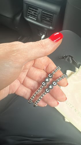 Customer photo review of Personalised Friendship Bracelet Silver - Black & White