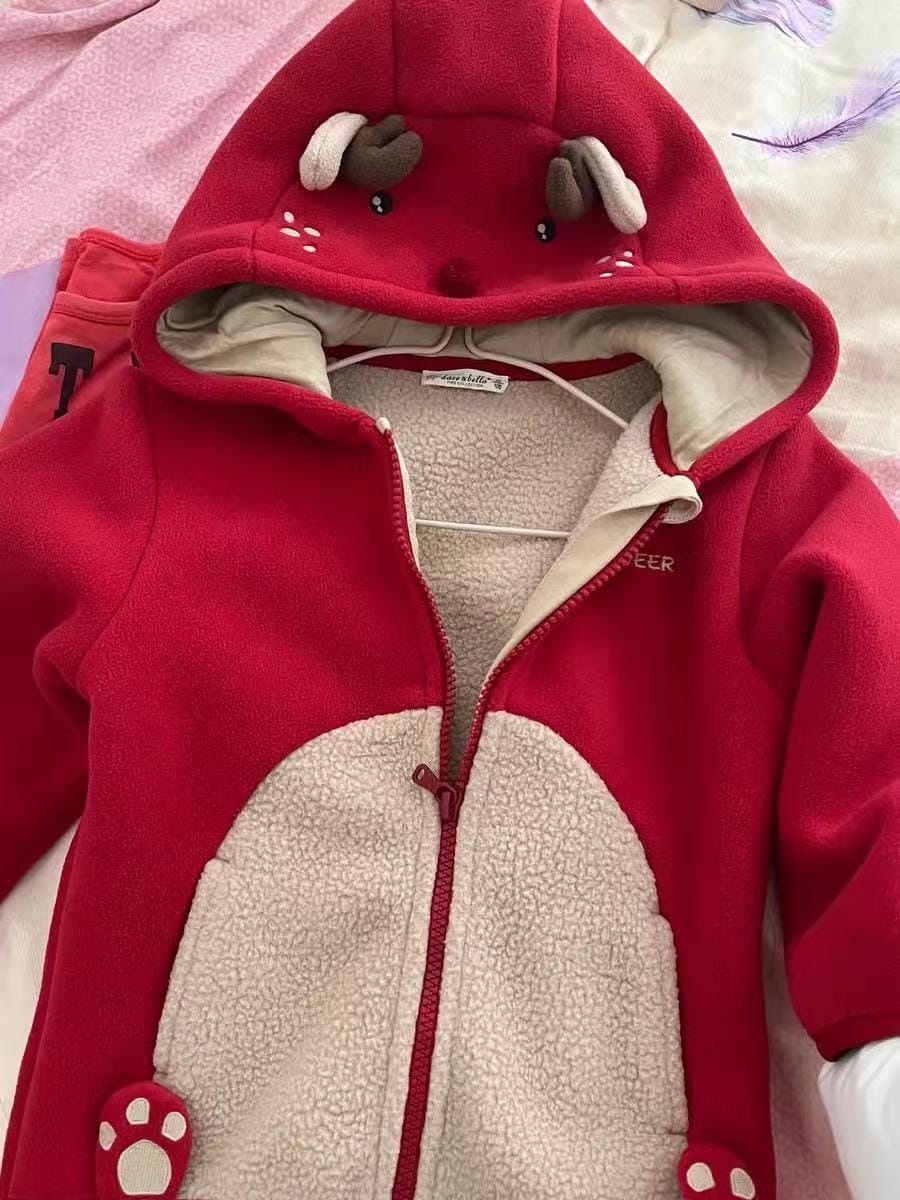 Customer photo review of Dave&Bella Girls/Boys Autumn Zoo Series Warm Playful Fleece Jacket Coat