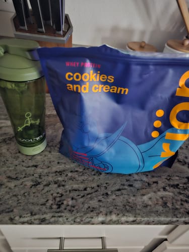 Customer photo review of Cookies and Cream Whey Isolate
