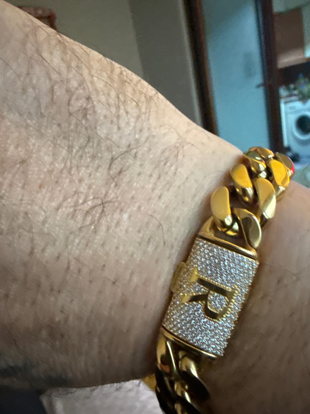 Customer photo review of 18k Gold Custom Diamond Clasp Cuban Link Chain