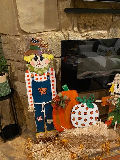 Customer photo review of Unfinished Wood Pumpkin with Vines Shape | DIY Craft Cutout | up to 46" DIY