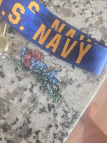 Customer photo review of Personalized Couple Military Acrylic Keychain