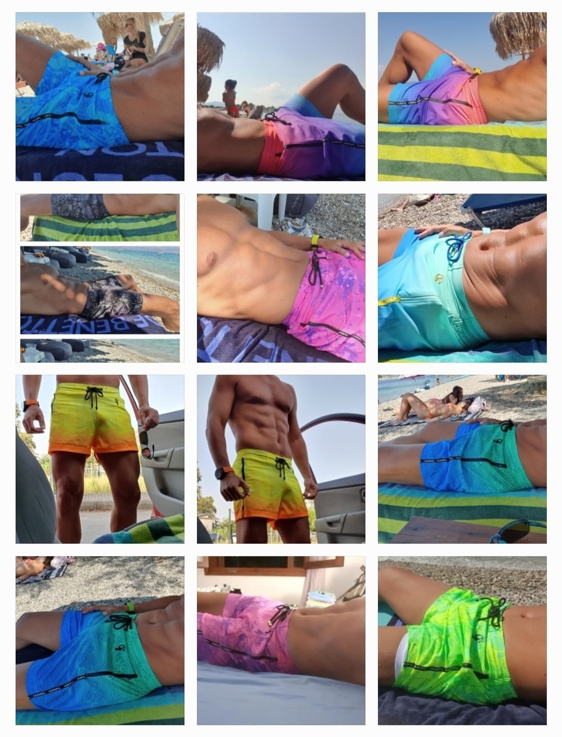 Customer photo review of Splatter Swim Shorts Blue - 5"